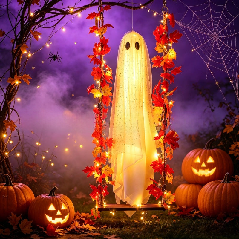 Hanging Maple Leaf Ghost Decorations