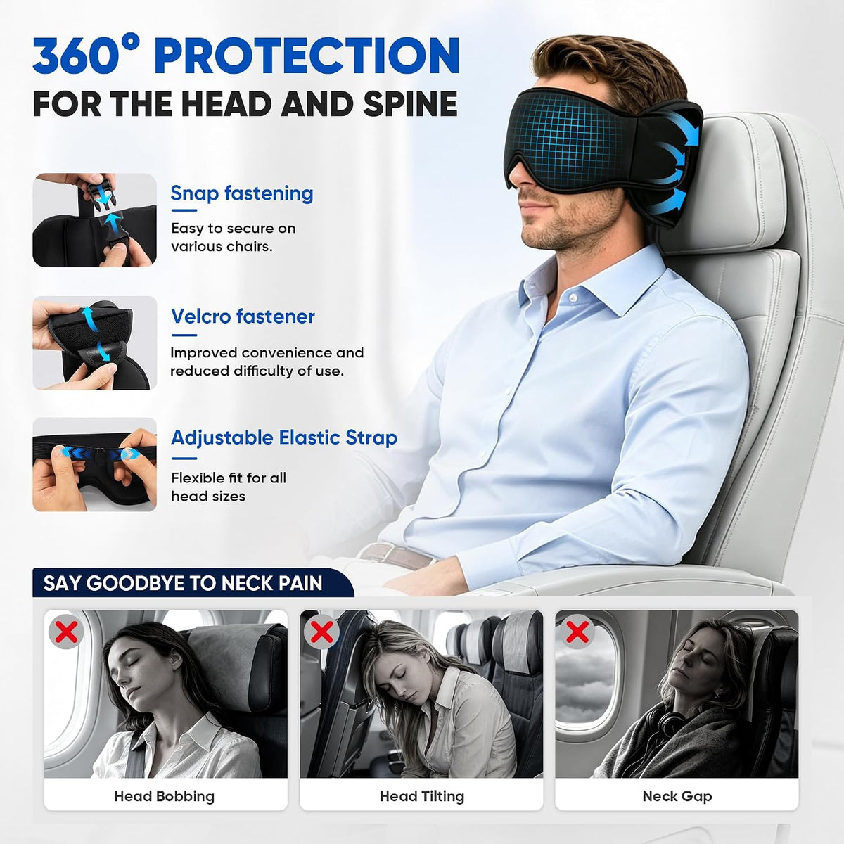 Wearable Travel Comfort Kit – 3-in-1 Sleep Mask, Soft Travel Blanket & Carrying Bag