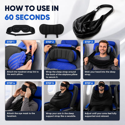 Wearable Travel Comfort Kit – 3-in-1 Sleep Mask, Soft Travel Blanket & Carrying Bag