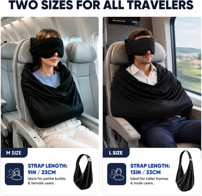 Wearable Travel Comfort Kit – 3-in-1 Sleep Mask, Soft Travel Blanket & Carrying Bag