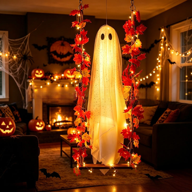 Hanging Maple Leaf Ghost Decorations